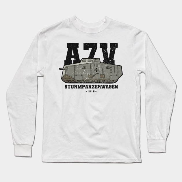 A7V Heavy Tank - WW1 Long Sleeve T-Shirt by Distant War
